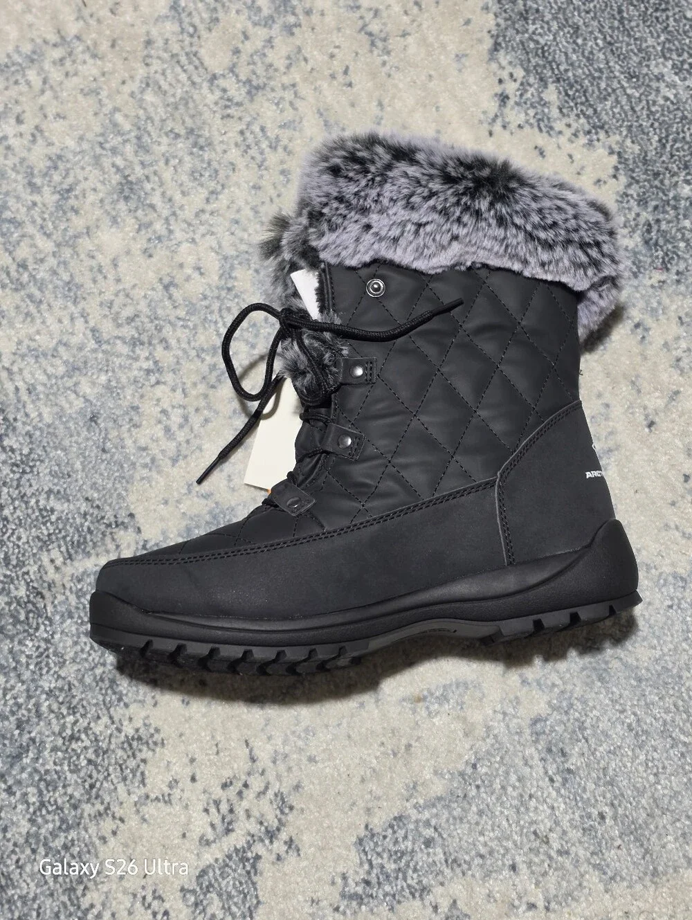 ARTIC SHIELD Women’s Black Winter Snow Boots with Faux Fur Collar Size 9